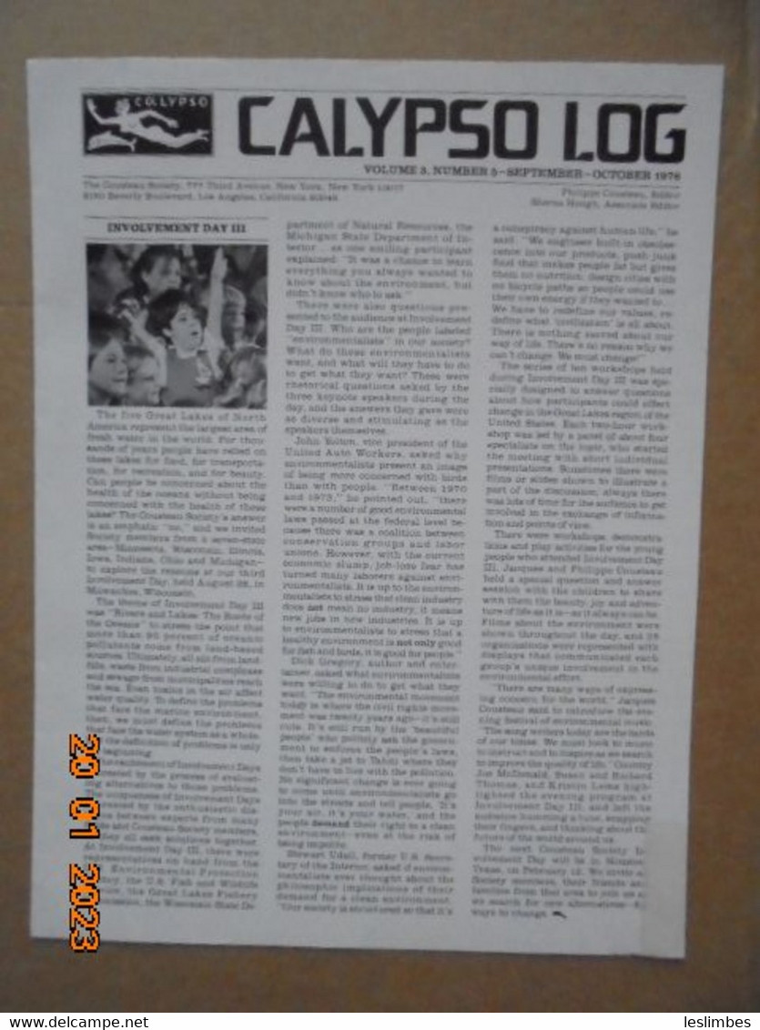 Cousteau Society Bulletin Et Affiche En Anglais : Calypso Log, Volume 3, Number 5 (September - October 1976) - Im Freien