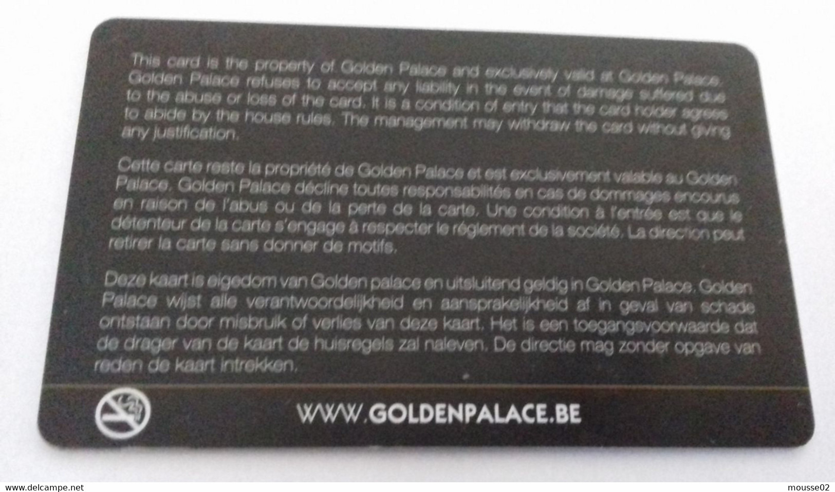 Carte Casino  Golden Palace .....  BELGIQUE - Casinokaarten