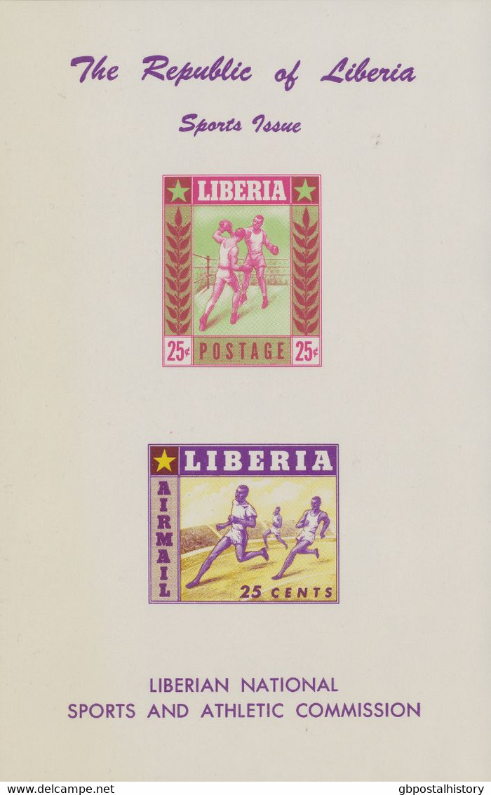 LIBERIA 1955 Sportarten Zwei Postfr. Kab.-Blöcke (gezähnt Und Ungezähnt) M. 25 C Boxen U. 25 C. Laufen, Auflage Nur 5000 - Liberia