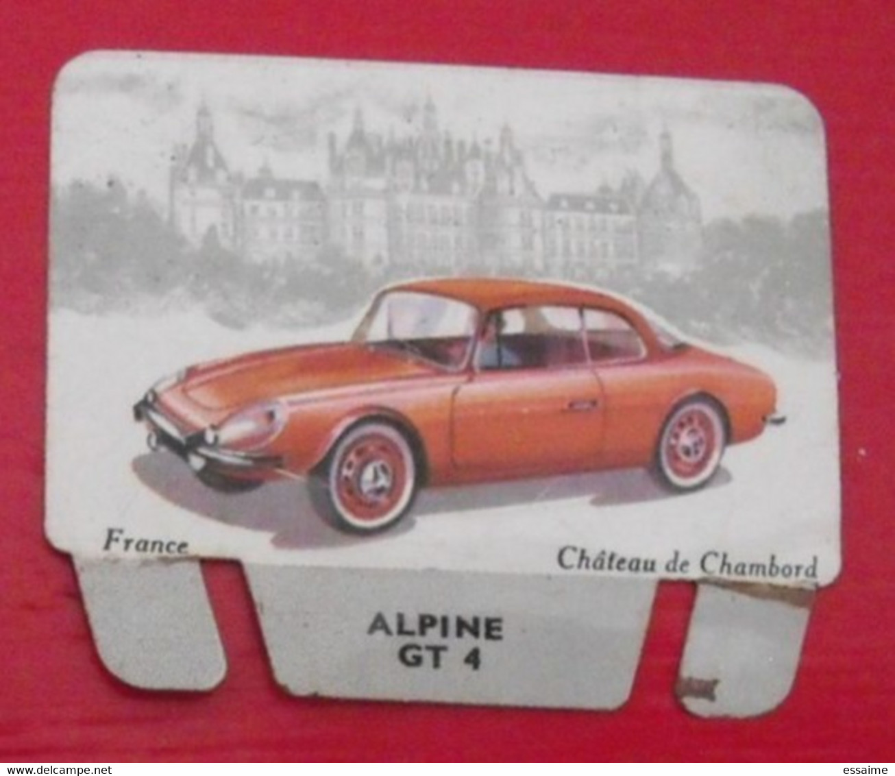 Plaque Alpine GT 4. N° 25. Les Grandes Marques D'automobiles. Chocolat Cafés Martel Mota. Plaquette Métal Vers 1960 - Placas En Aluminio (desde 1961)