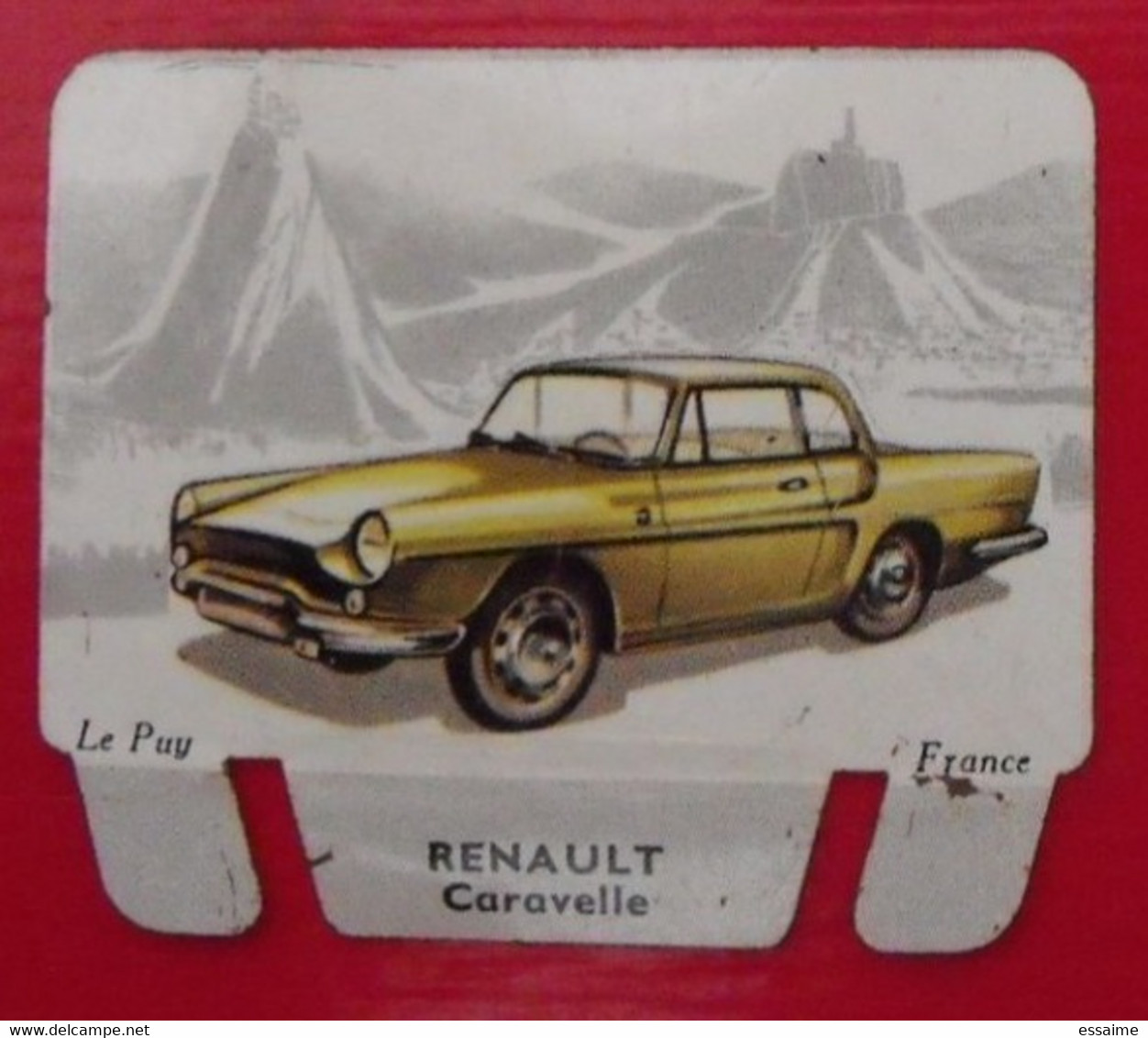 Plaque Renault Caravelle. N° 24. Les Grandes Marques D'automobiles Chocolat Cafés Martel Mota. Plaquette Métal Vers 1960 - Tin Signs (after1960)