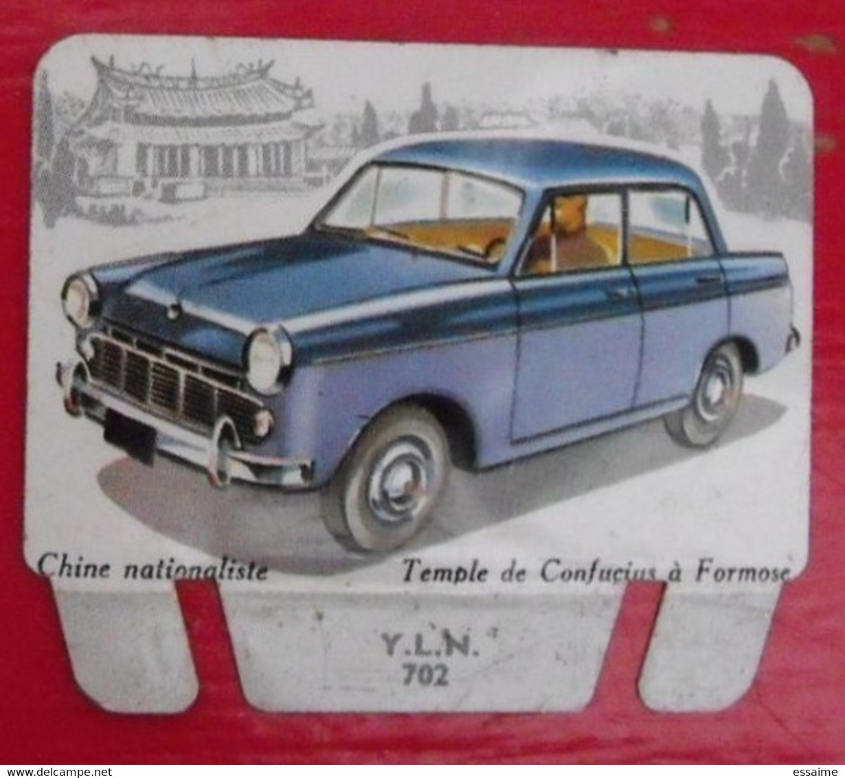 Plaque YLN 702. N° 104. Les Grandes Marques D'automobiles. Chocolat Cafés Martel Mota. Plaquette Métal Vers 1960 - Tin Signs (after1960)