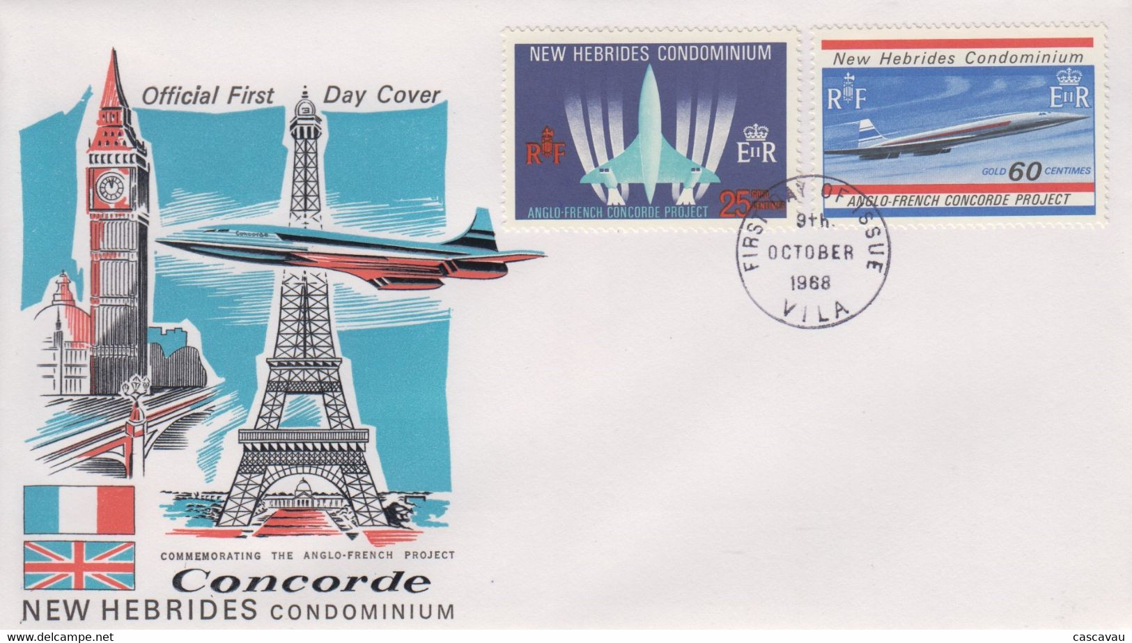 Enveloppe  FDC  1er  Jour   NOUVELLES  HEBRIDES    ¨Paire   CONCORDE    1968 - FDC