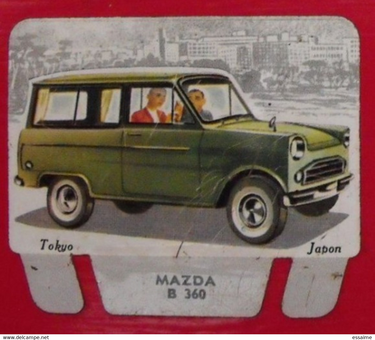 Plaque Mazda. N° 98. Les Grandes Marques D'automobiles. Chocolat Cafés Martel Mota. Plaquette Métal Vers 1960 - Tin Signs (after1960)