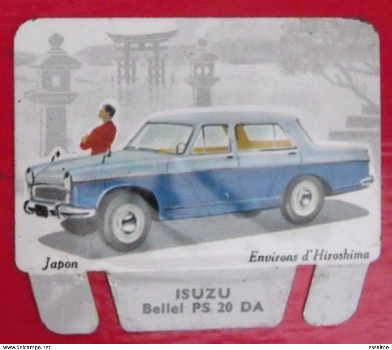 Plaque Isuyu. N° 97. Les Grandes Marques D'automobiles. Chocolat Cafés Martel Mota. Plaquette Métal Vers 1960 - Plaques En Tôle (après 1960)