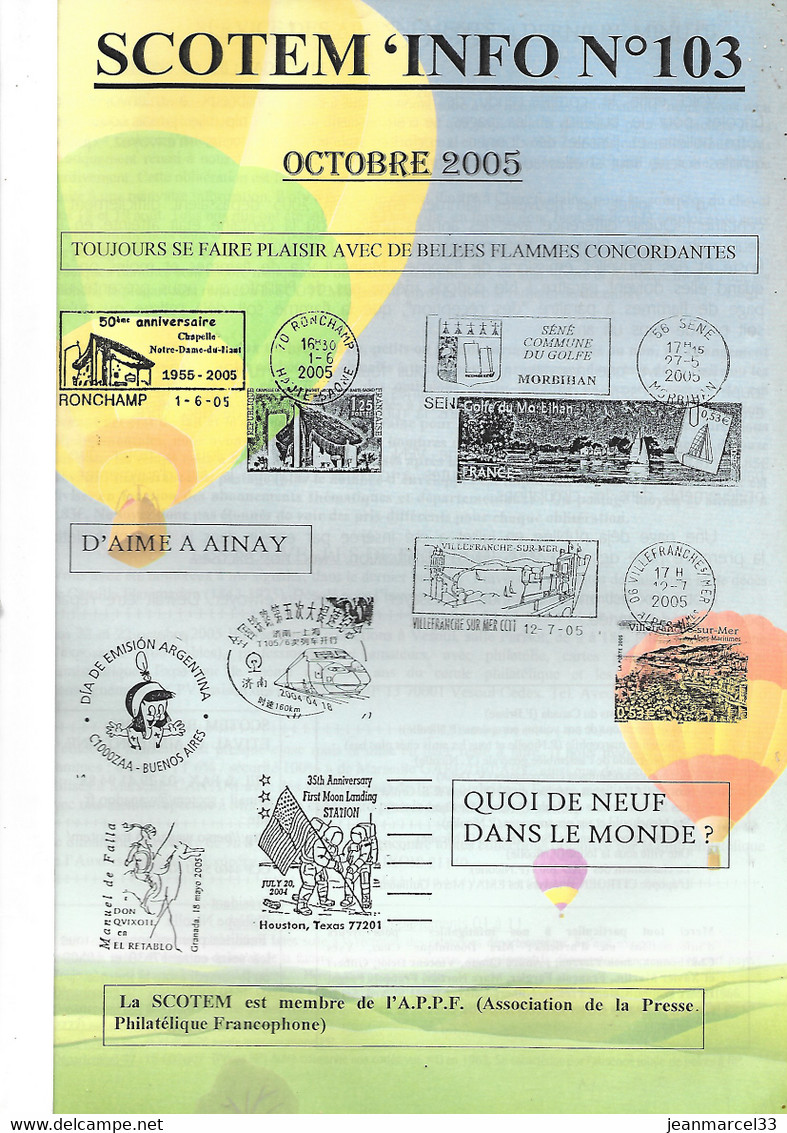 Catalogue Des Oblitérations Mécaniques, édition SCOTEM N° 103 D' Octobre 2005 - France