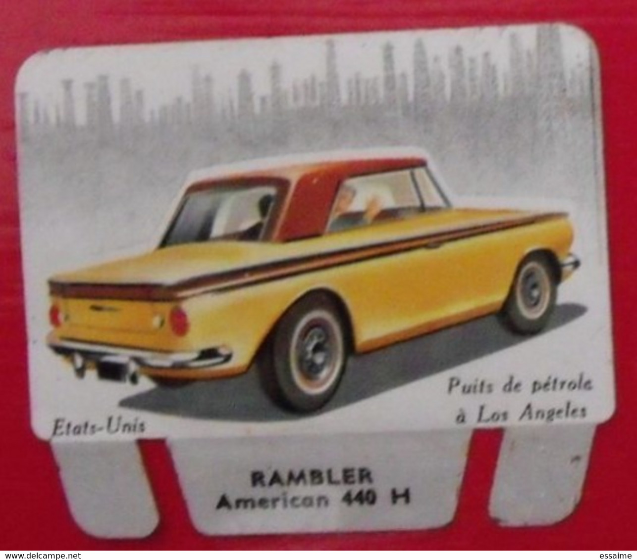 Plaque Rambler N° 90. Les Grandes Marques D'automobiles. Chocolat Cafés Martel Mota. Plaquette Métal Vers 1960 - Plaques En Tôle (après 1960)