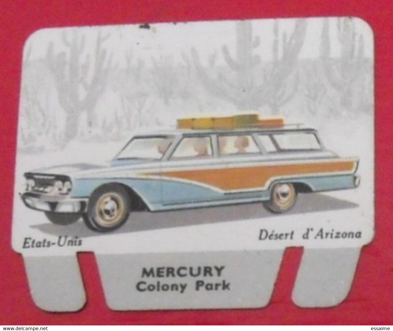 Plaque Mercury N° 83. Les Grandes Marques D'automobiles. Chocolat Cafés Martel Mota. Plaquette Métal Vers 1960 - Tin Signs (after1960)