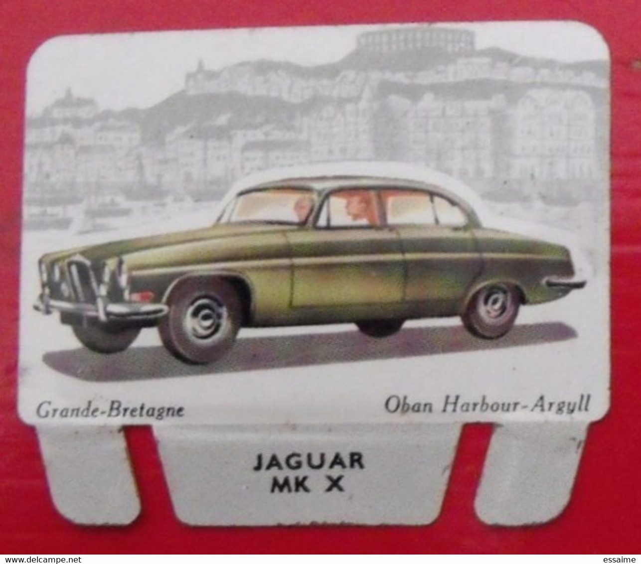 Plaque Jaguar MK X N° 75. Les Grandes Marques D'automobiles Chocolat Cafés Martel Mota. Plaquette Métal Vers 1960 - Plaques En Tôle (après 1960)