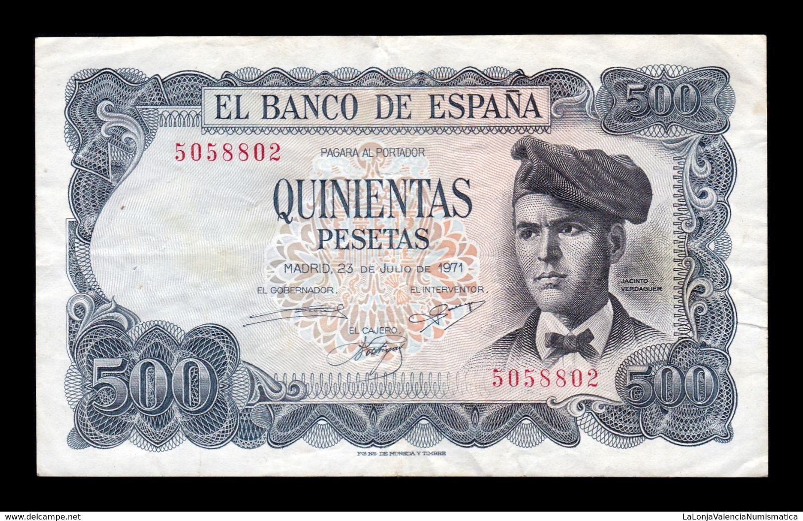 España Spain 500 Pesetas Jacinto Verdaguer 1971 Pick 153 Sin Serie Mbc Vf - 500 Pesetas