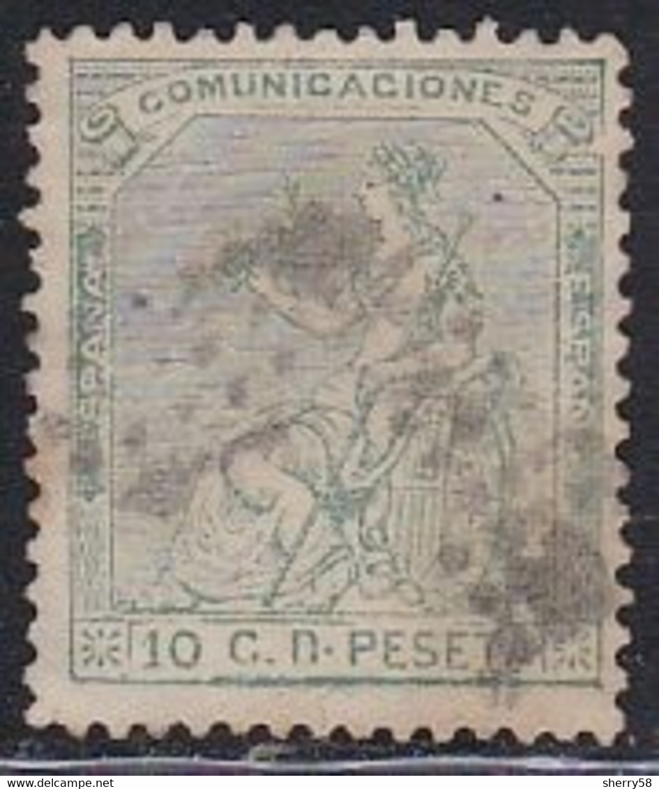 1873-ED. 133 I REPÚBLICA - ALEGORÍA DE ESPAÑA - 10 CENT. VERDE-USADO - Oblitérés