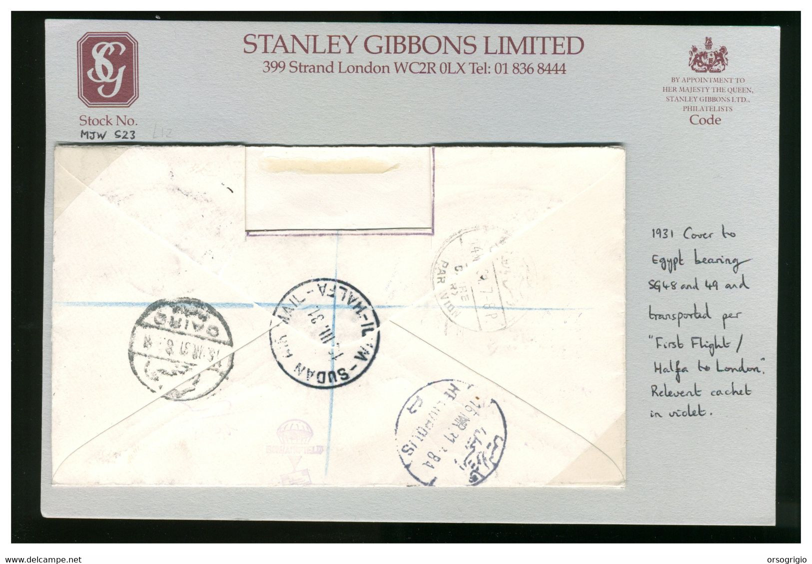 SUDAN - 1931 - FIRST AIR MAIL  ENGLAND-AFRICA   By IMPERIAL AIRWAYS  -  HALFA To LONDON - Südsudan