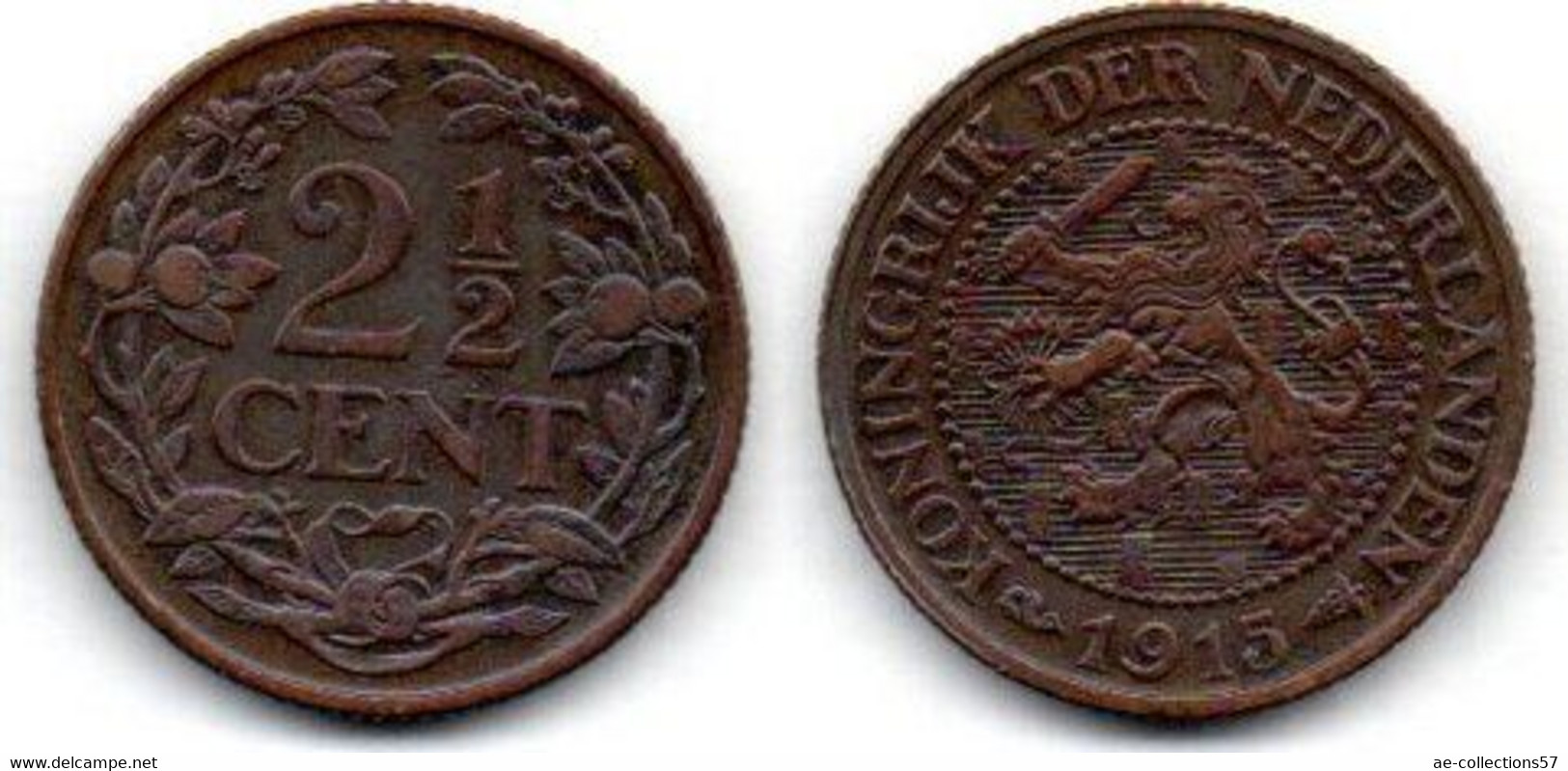 MA 18530 /  Pays Bas - Netherlands - Niederlande 2.5 Cents 1915 TTB - 2.5 Centavos
