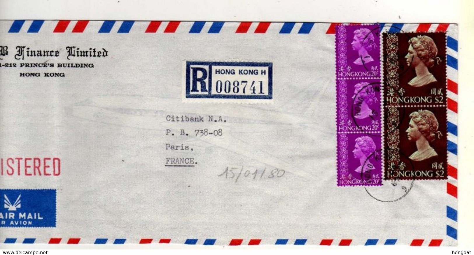 Lettre Recommandée , Registered Cover Du 15/01/80 Pour La France - Briefe U. Dokumente