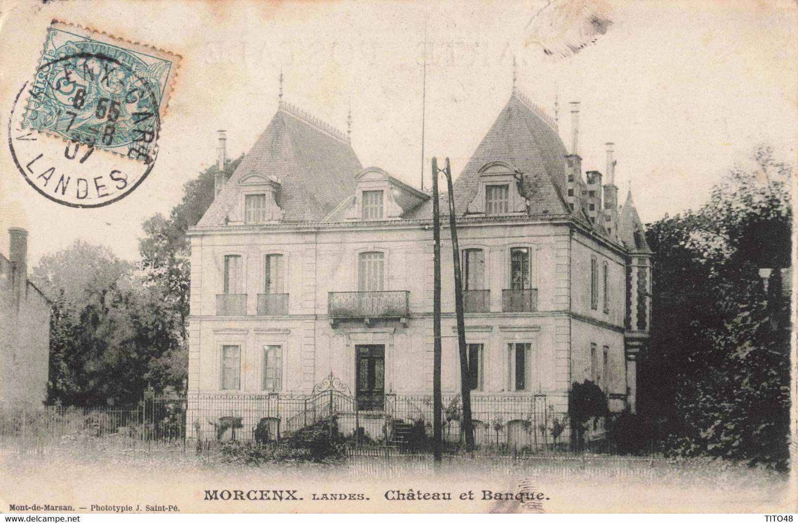 FR-40 LANDES - MORCENX - Château Et Banque - Morcenx