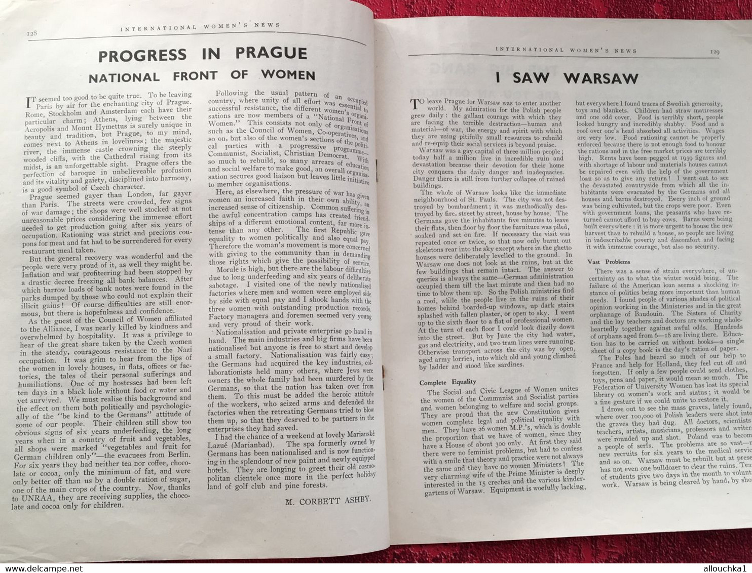 August 1946 International Women's News✔️Realist-Independent-Democratic -The Organ Of The International Alliance Of Women - Para Mujeres