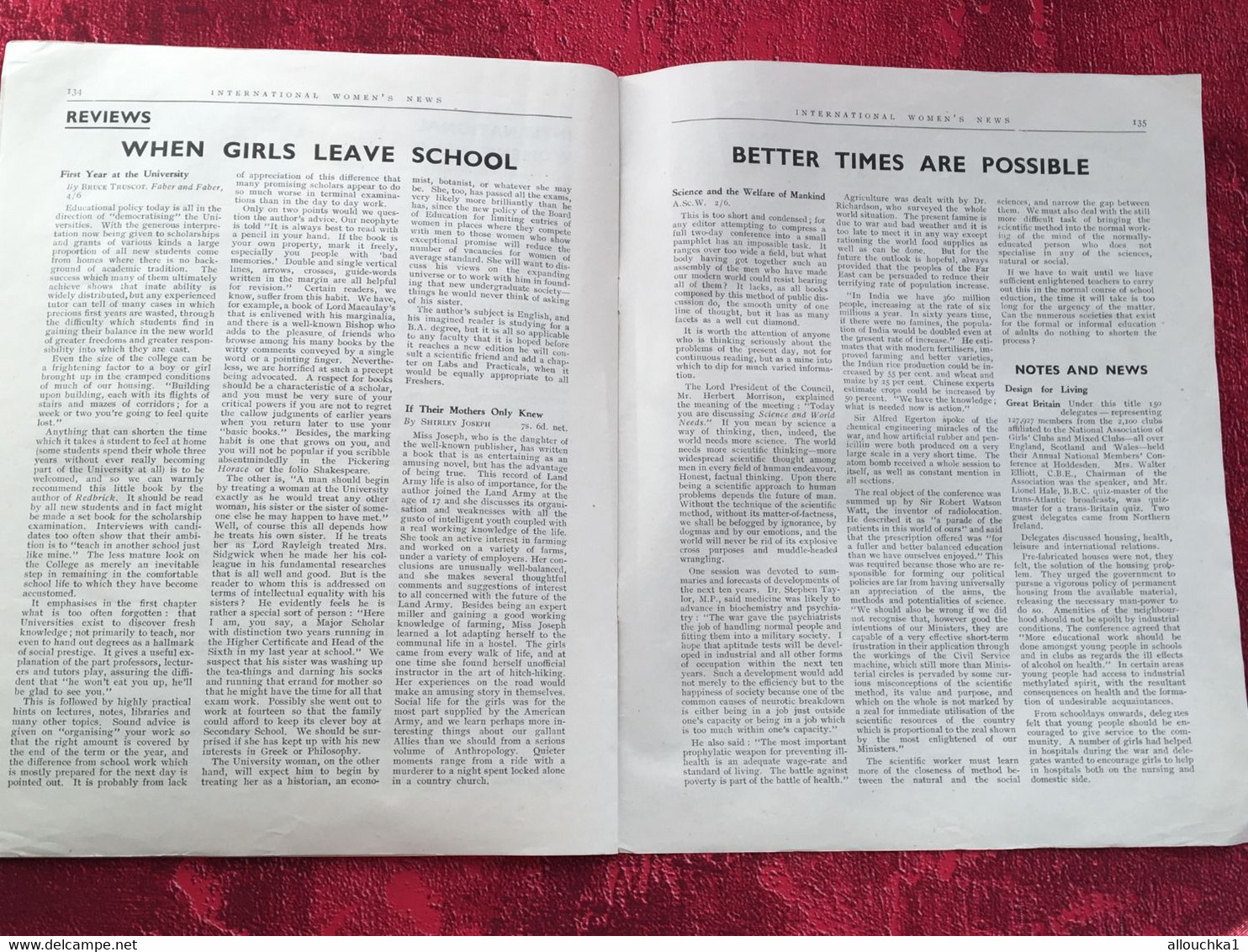 August 1946 International Women's News✔️Realist-Independent-Democratic -The organ of the international Alliance of women