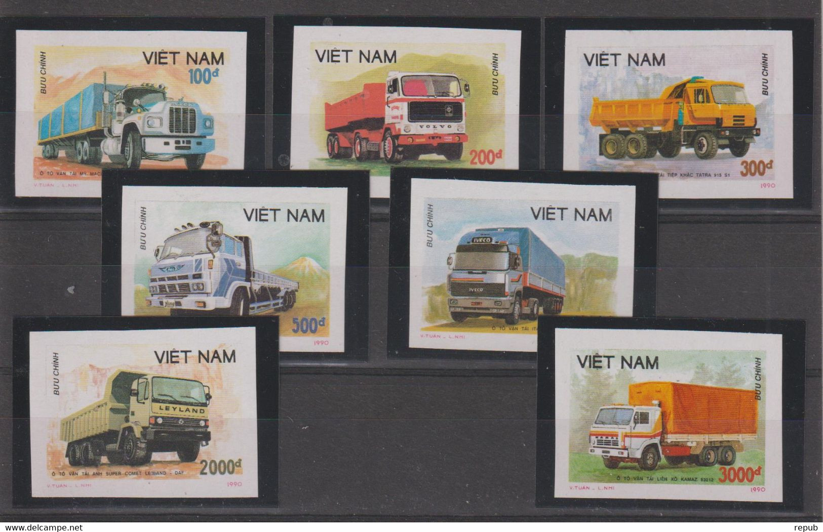 Vietnam 1990 Camions 1031-37, 7 Val ** Non Dentelées MNH Imperforated - Viêt-Nam