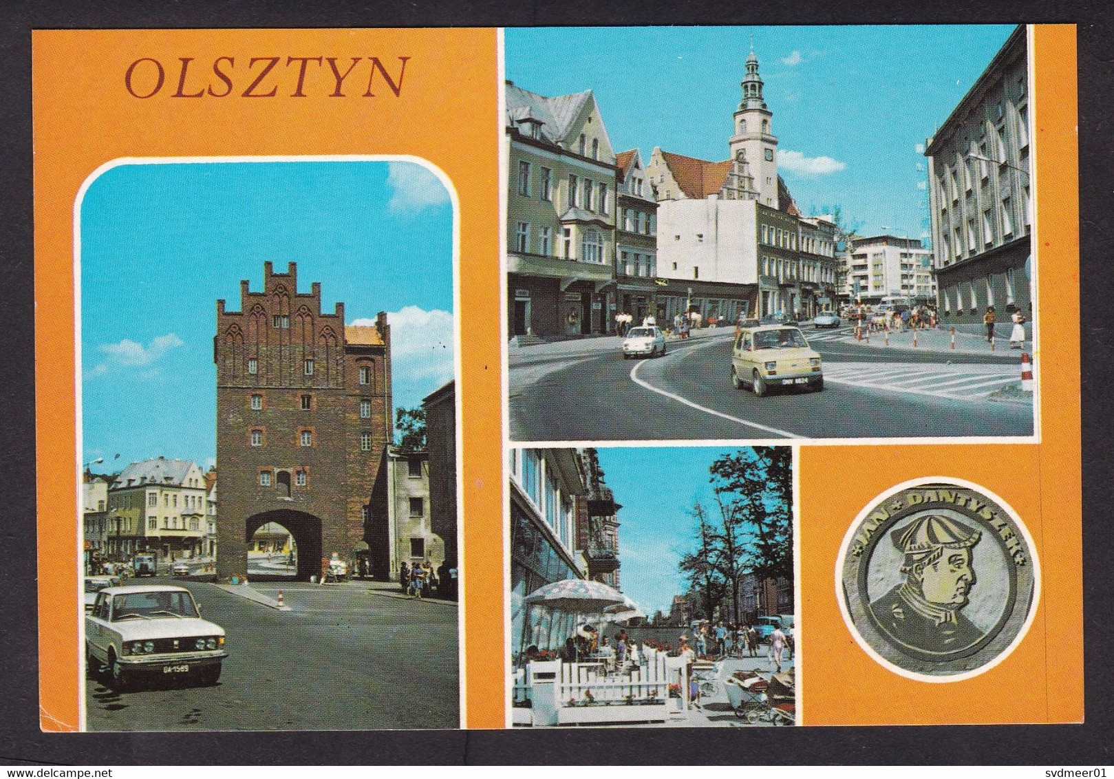 Poland: Picture Postcard To Germany, 1990s, 2 Stamps, Flower, Cancel Delayed No Postcode, Card: Olsztyn (traces Of Use) - Brieven En Documenten