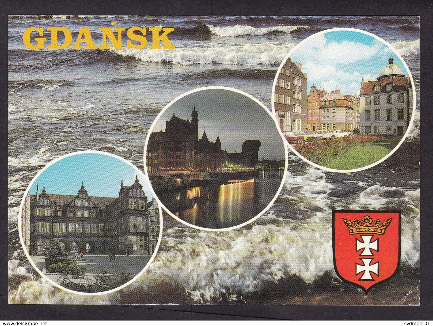 Poland: Picture Postcard To Germany, 1990s, 2 Stamps, Bird Heraldry, Inflation, Card: Gdansk (corner Crease) - Briefe U. Dokumente