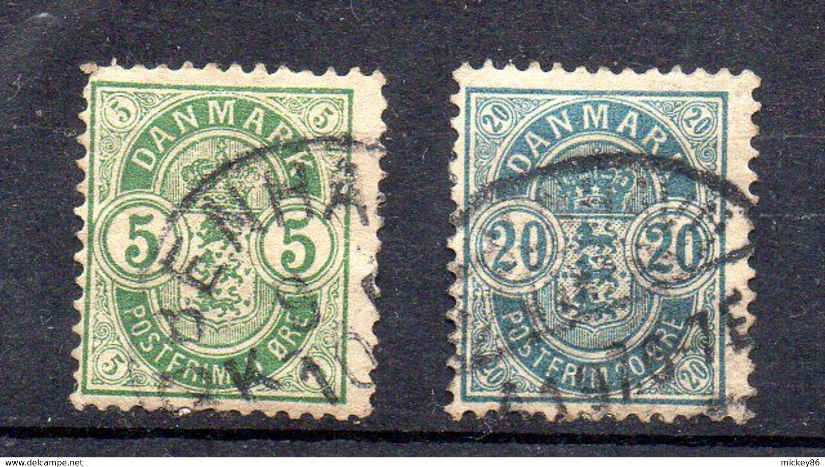 DANEMARK --1882-1895--timbres  N° 35 Et 37  (2 Valeurs)   Oblitérés Avec Charnière ..................à Saisir - Used Stamps