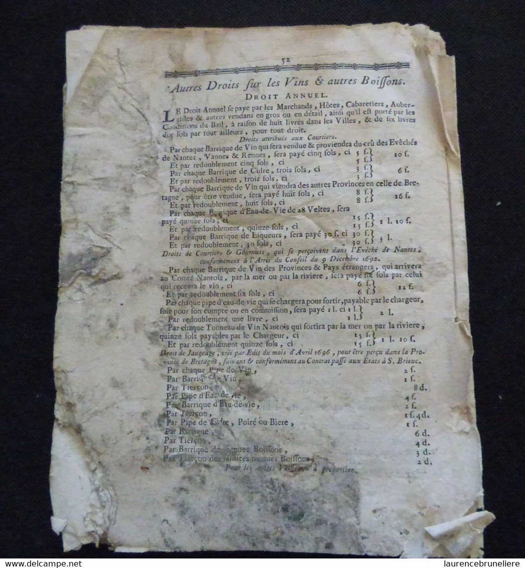 BAIL GENERAL DES DEVOIRS CONSENTI EN LA VILLE DE SAINT-BRIEUC LE 7 FEVRIER 1759 SUR PAPIER PARCHEMIN - Documents Historiques