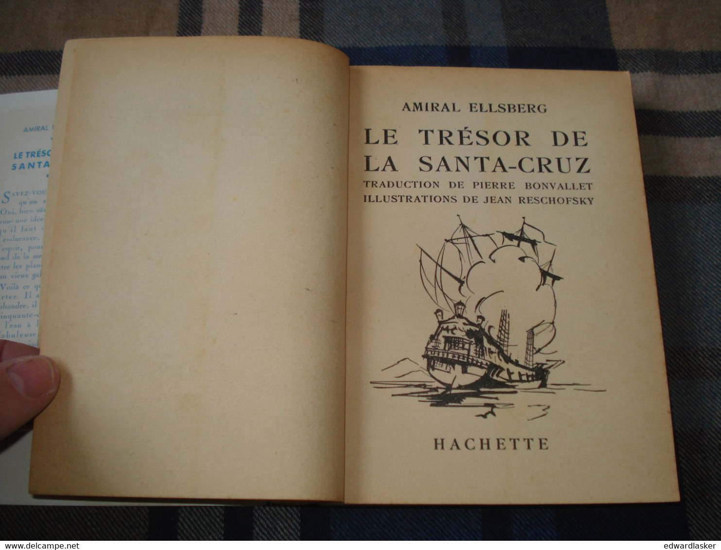 BIBLIOTHEQUE De La JEUNESSE : Le Trésor De La Santa-Cruz /Amiral Ellsberg - Jaquette 1954 - Bibliothèque De La Jeunesse