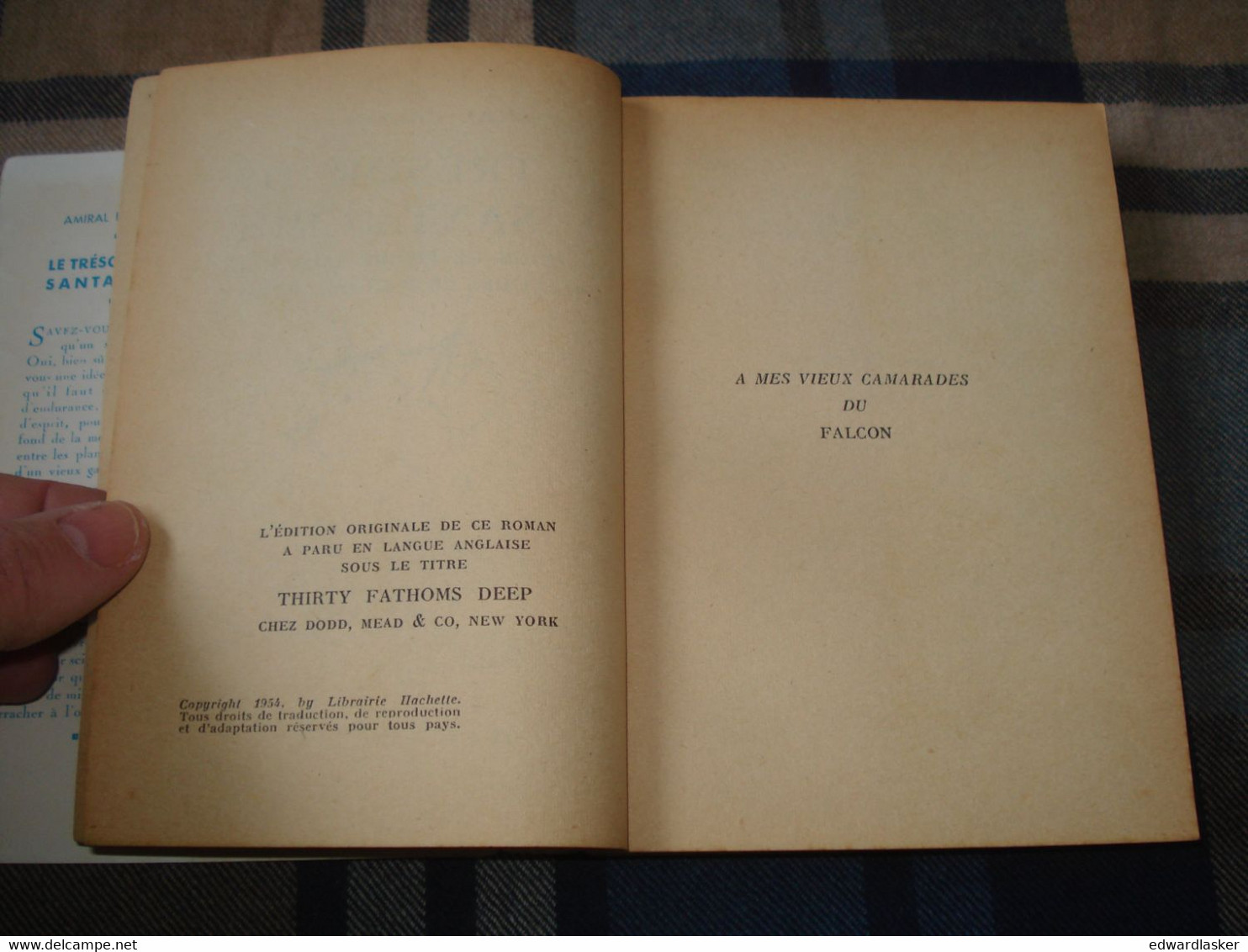 BIBLIOTHEQUE De La JEUNESSE : Le Trésor De La Santa-Cruz /Amiral Ellsberg - Jaquette 1954 - Bibliothèque De La Jeunesse