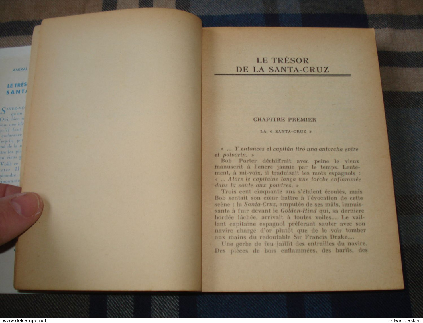 BIBLIOTHEQUE de la JEUNESSE : Le trésor de la Santa-Cruz /Amiral Ellsberg - Jaquette 1954