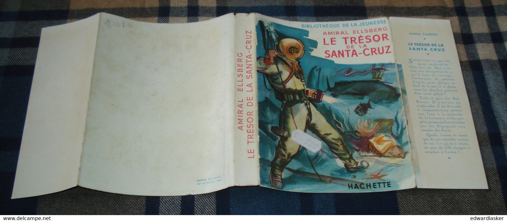 BIBLIOTHEQUE de la JEUNESSE : Le trésor de la Santa-Cruz /Amiral Ellsberg - Jaquette 1954