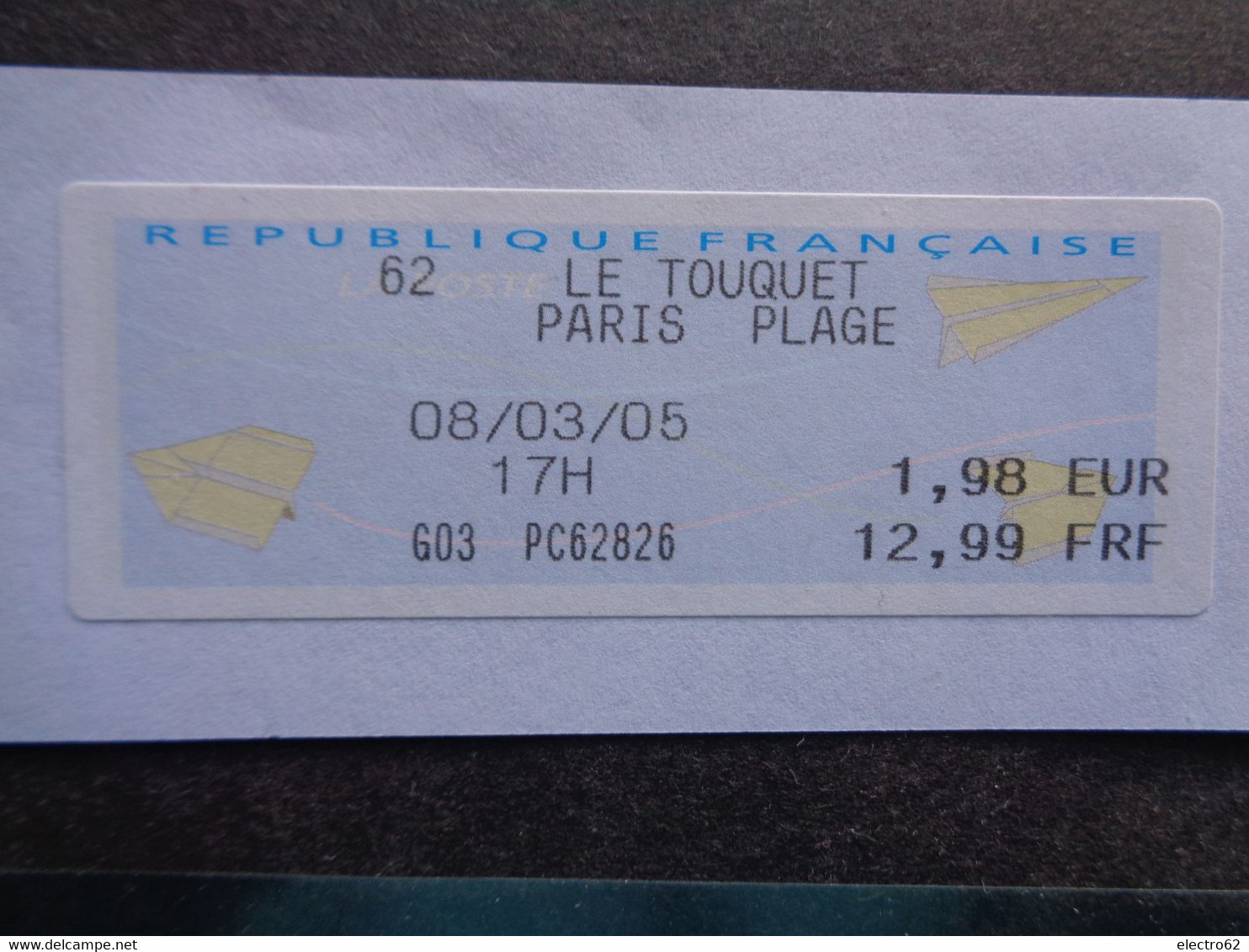 France Vignette Avion En Papier Touquet Paris Plage 08 / 03 / 2005 G03 PC 62826 Paper Plane 1,98€ 12,99 FRF - 2000 « Avions En Papier »