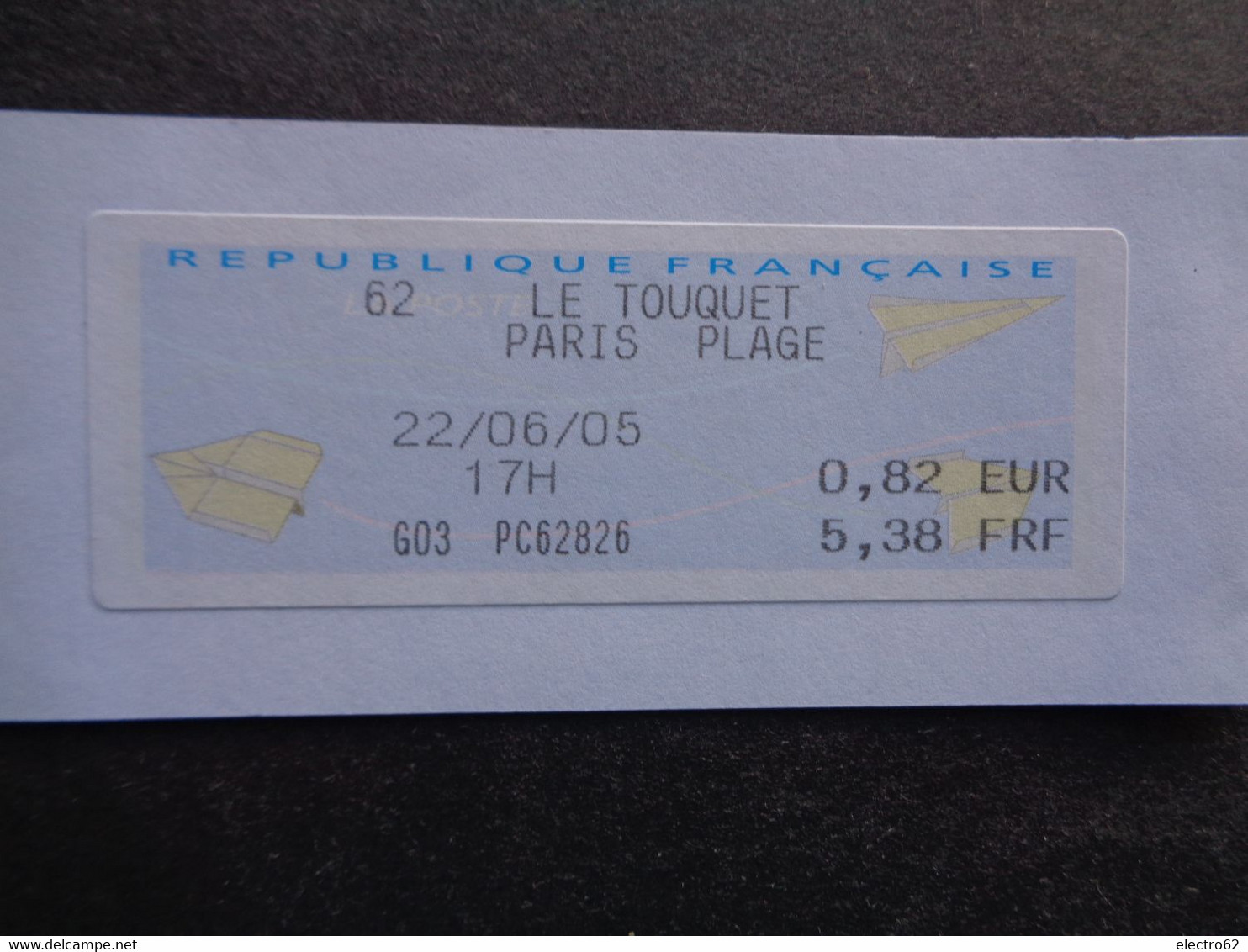France Vignette Avion En Papier Touquet Paris Plage 22 / 06 / 2005 G03 PC 62826 Paper Plane 0,82€ 5,38FRF - 2000 « Avions En Papier »
