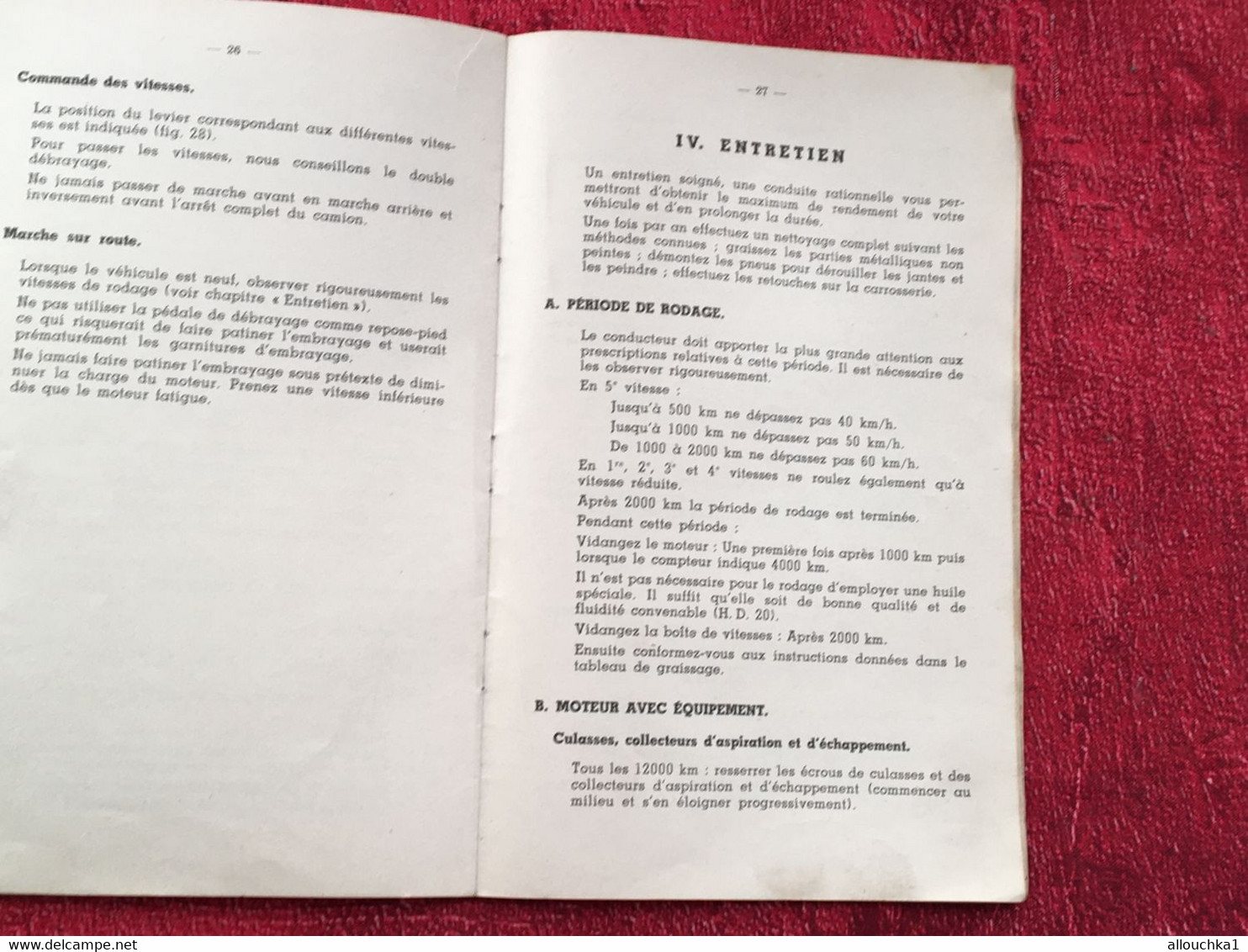 1950- Notice entretien Camion Renault 5 tonnes✔️Type R-42220-Moteur Huile lourde-6 C-105X120-regie nati usines Renault