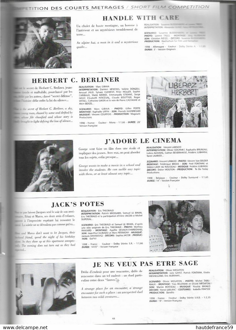 RARE Catalogue original  10ème FESTIVAL du film CINEMA VALENCIENES ACTIONS AVENTURES Borloo Naceri TRAUTMANN  ministre