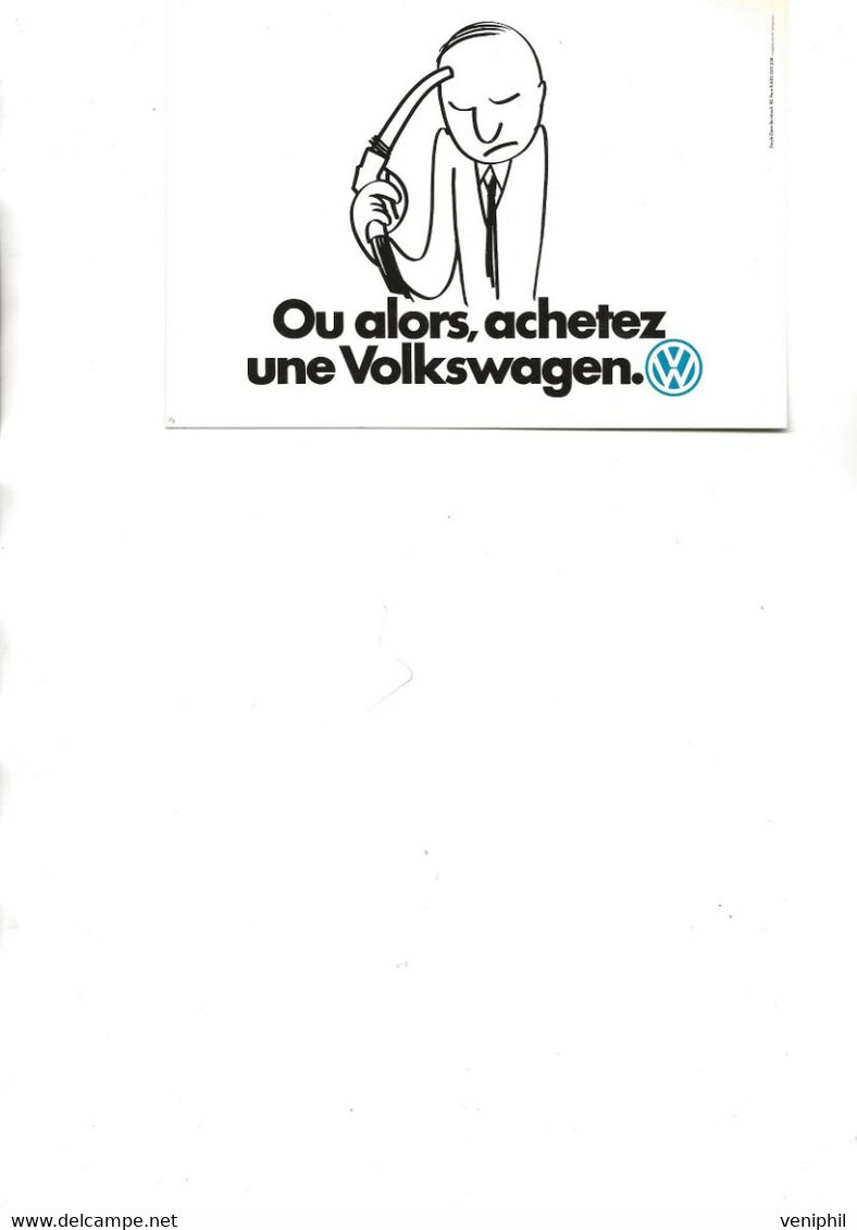 CARTE PUB  "VOLKSWAGEN " GRAND PRIX DE L'AFFICHE FRANCAISE  - SELECTION DU MOIS D'OCTOBRE 1979 - Reclame