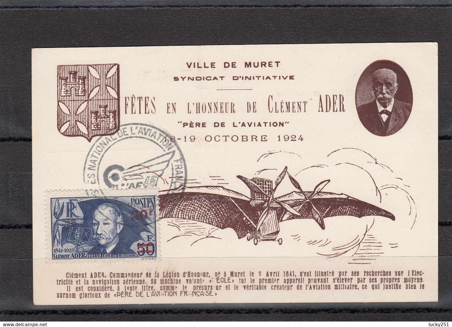 France - Année 1940-41 - Carte - Clément Ader - Timbre Surchargé - - Covers & Documents