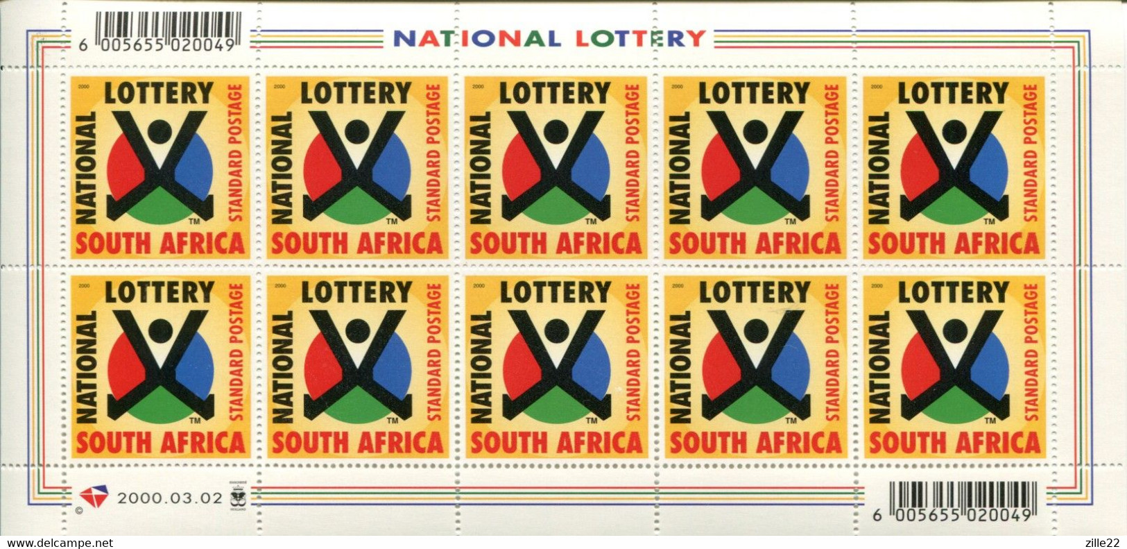 Südafrika South Africa Mi# 1245 Full Sheet Postfrisch/MNH - National Lottery Introduction - Neufs