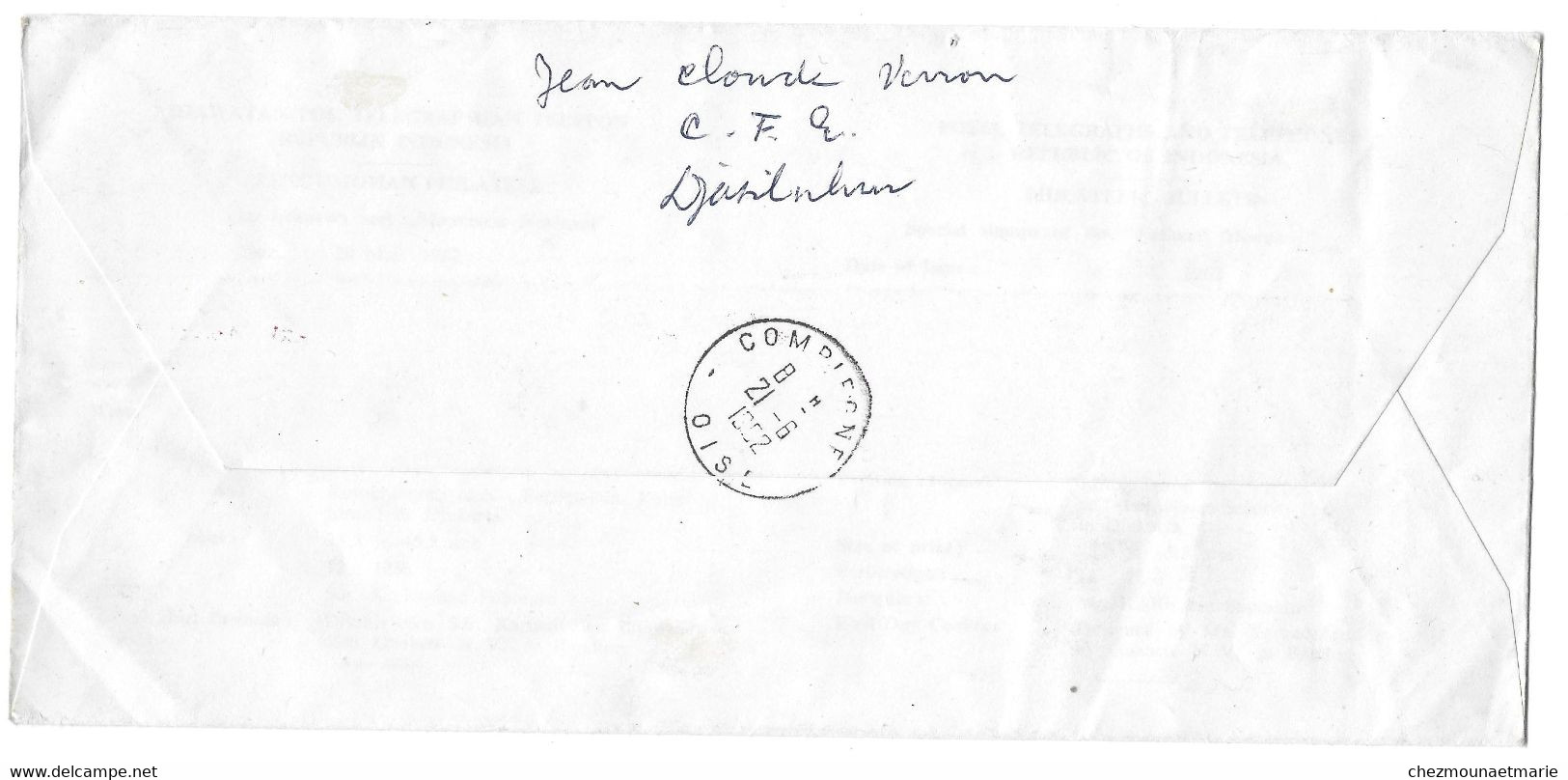 1962 FDC MONUMEN NASIONAL REC LETTRE RECOMMANDEE TIMBRES SUR ENVELOPPE - Indonesia