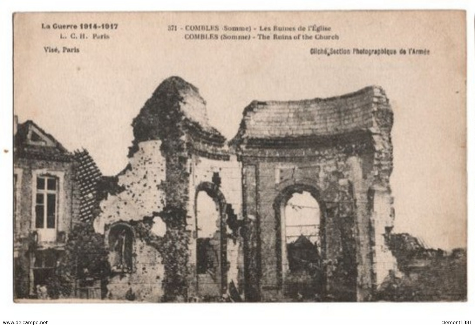 Militaria WW1 Guerre 1914 17 Combles Les Ruines De L'eglise - Combles