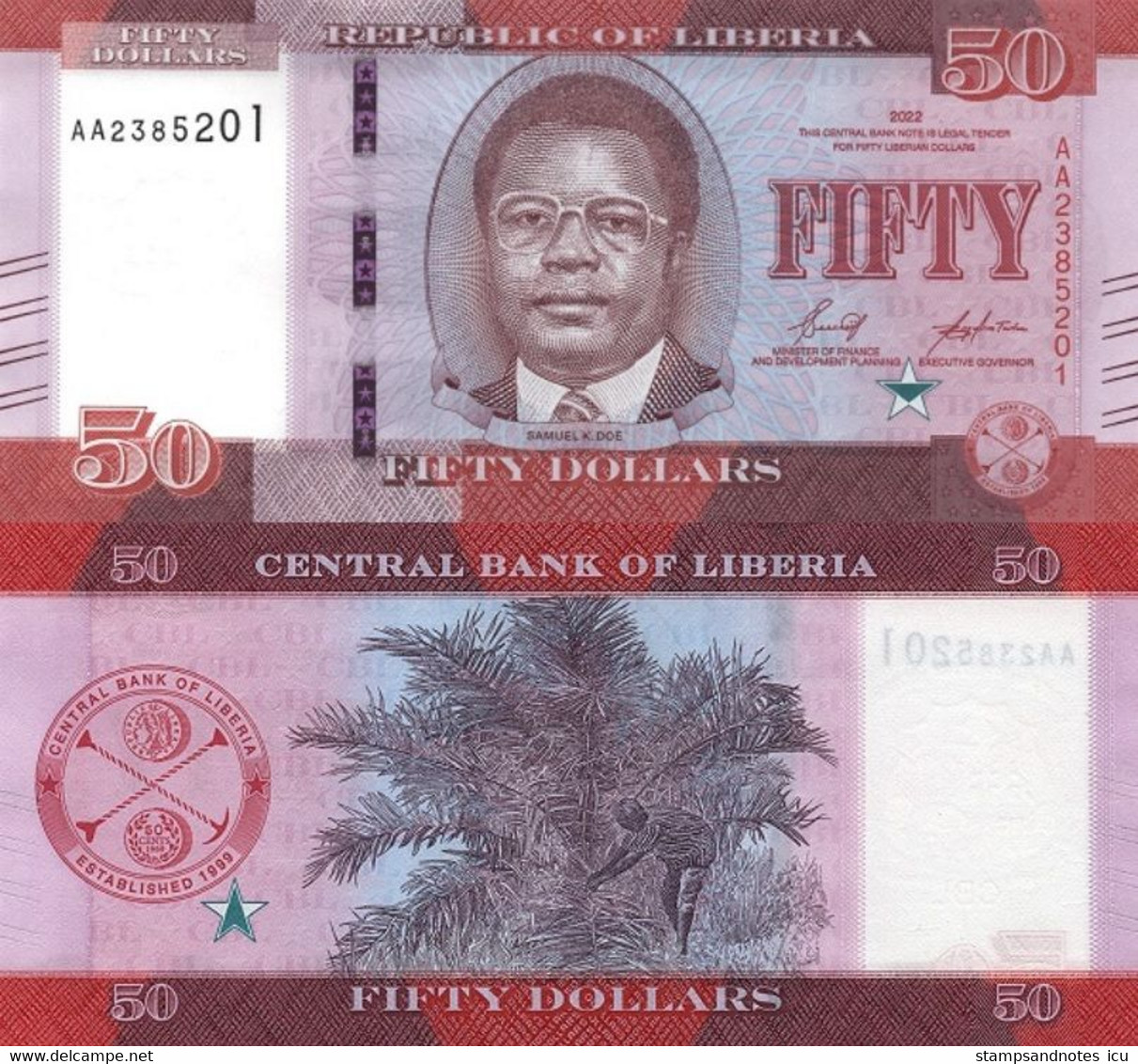 LIBERIA 50 Dollars 2022 P W40 UNC - Liberia