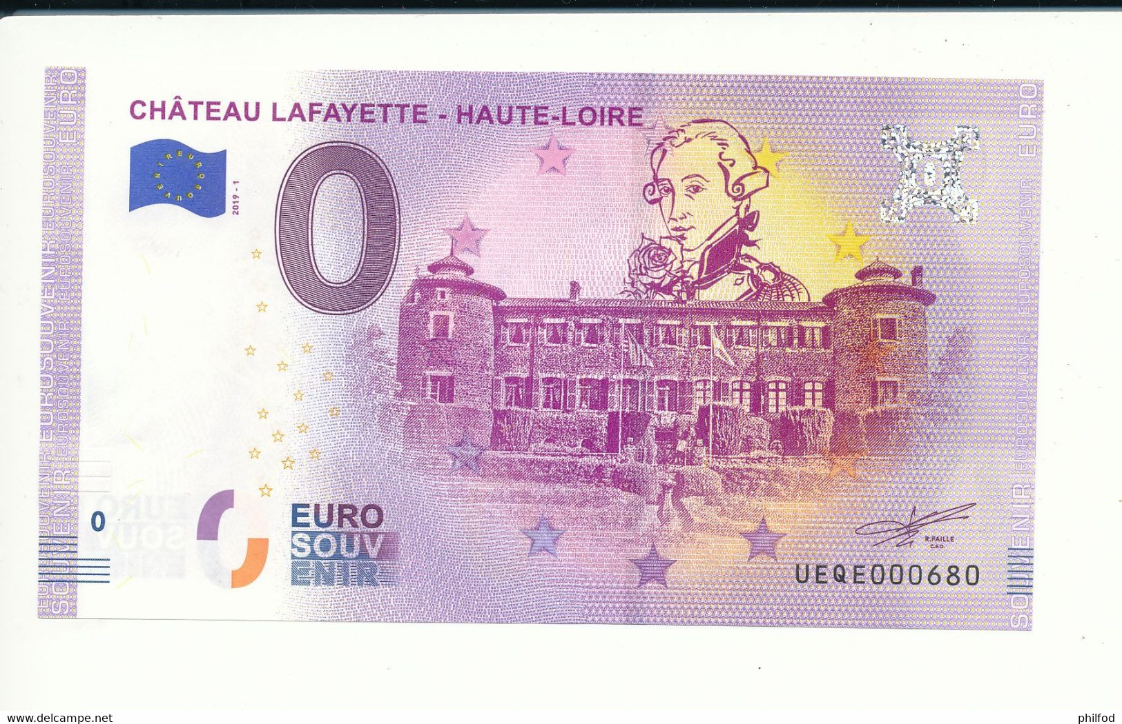 Billet Touristique 0 Euro - CHÂTEAU LAFAYETTE - HAUTE-LOIRE - UEQE - 2019-1 - N°  680 - Autres & Non Classés
