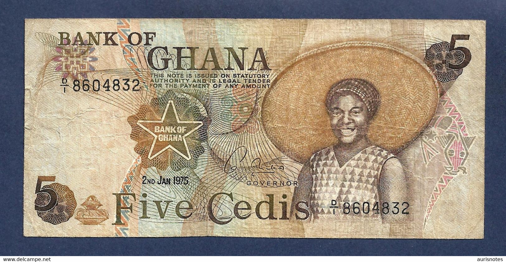 Ghana 5 Cedis 1975 P15a Fine+ - Ghana