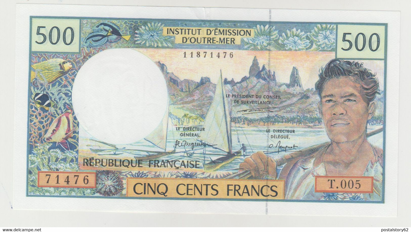 French Pacific Territories Institut D'emission D'outre - Mer  " Cinq Cents Francs " Perfetto Piega Al Centro 1992 - Unclassified