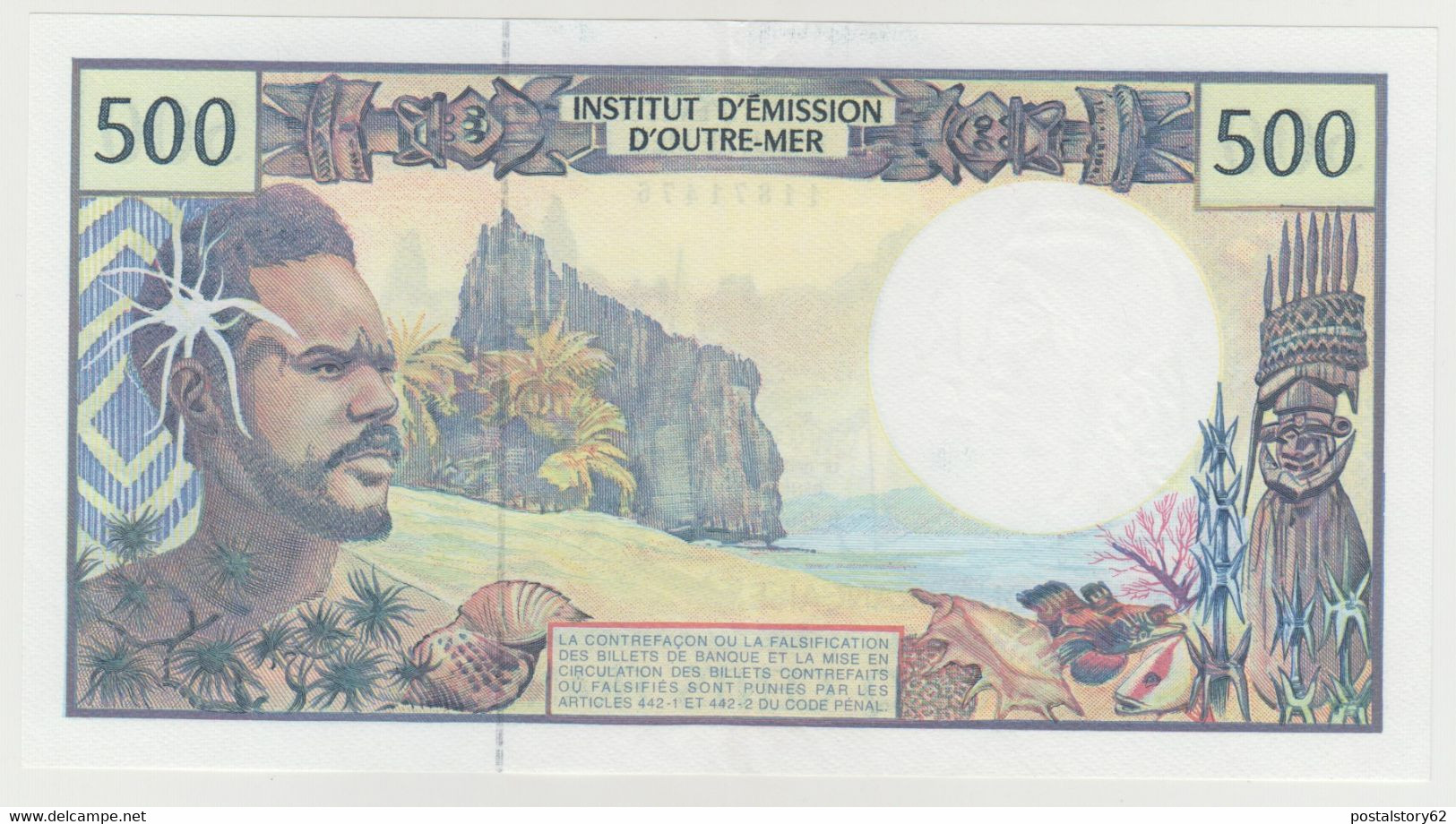 French Pacific Territories Institut D'emission D'outre - Mer  " Cinq Cents Francs " Perfetto Piega Al Centro 1992 - Zonder Classificatie