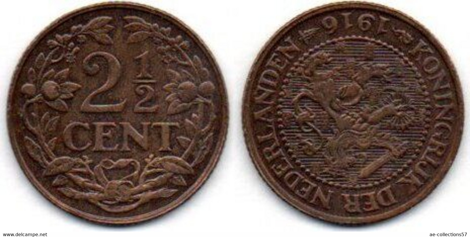 MA 18593 / Pays Bas - Netherlands - Niederlande 2.5 Centimes 1916 TTB - 2.5 Cent