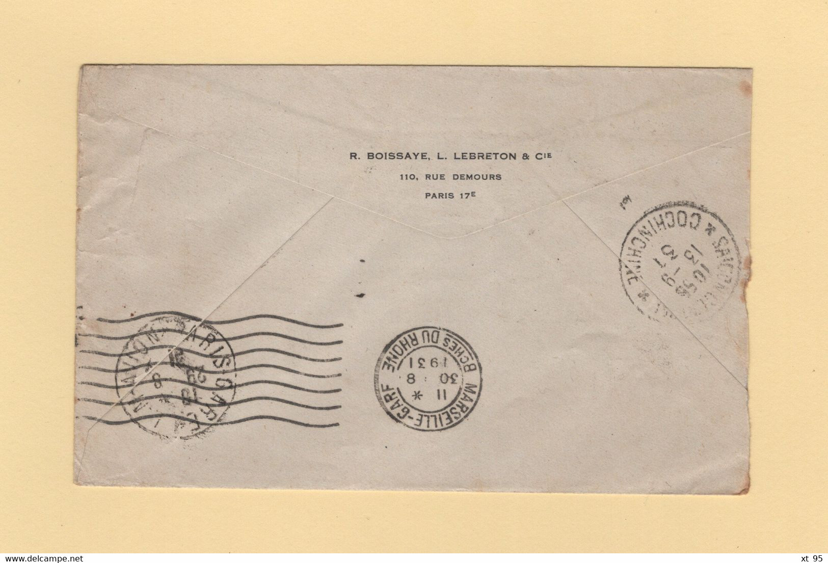 Ligne Nogues - 29-8-1931 - Destination Saigon Cochinchine - Paris - Arrivee Le 13-9-1931 - Par Avion - 1927-1959 Lettres & Documents