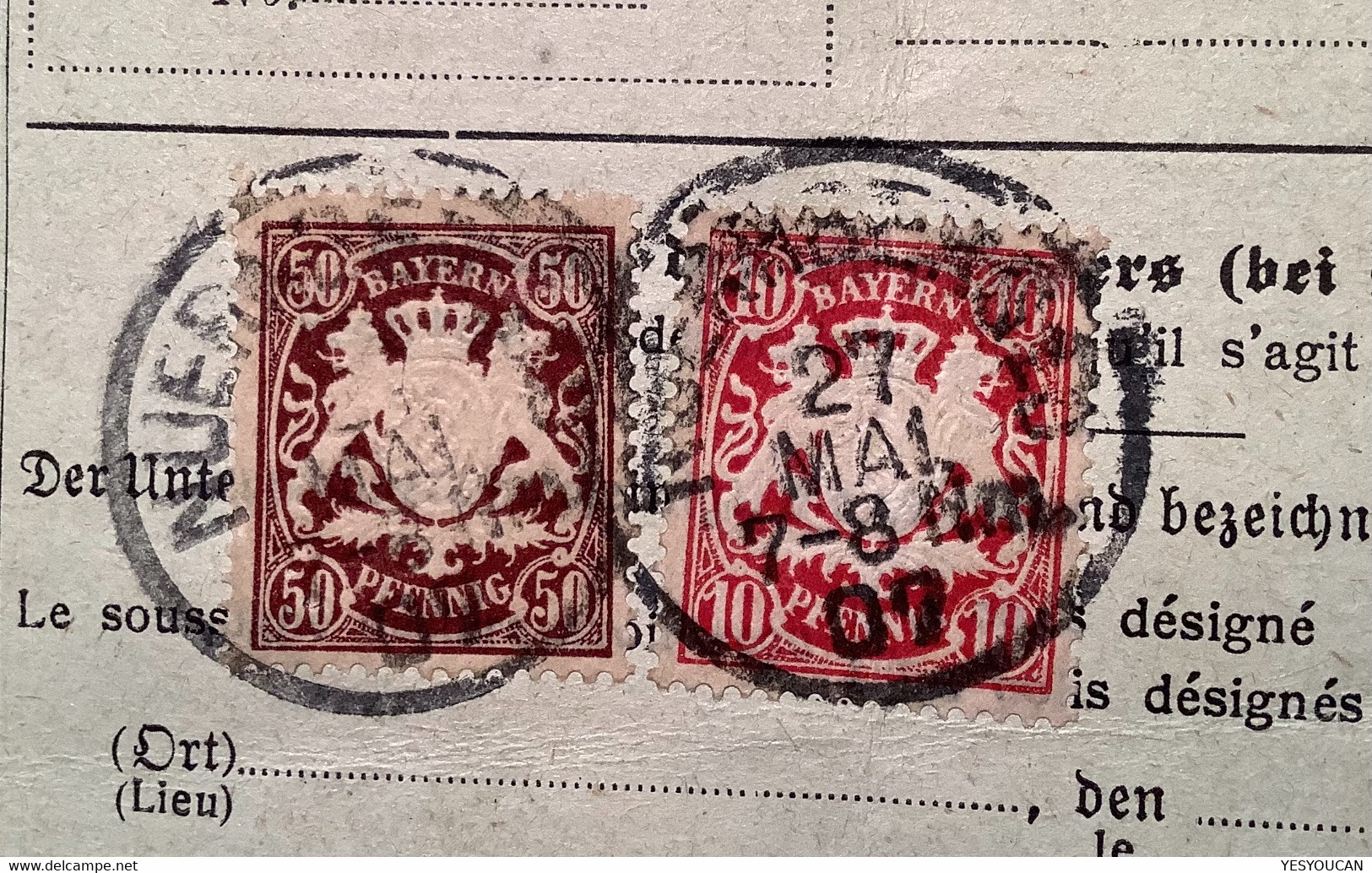 Bayern 50 Pf Usw Mi 63+56+57 NÜRNBERG 1907 Paketkarte>Nyon VD Schweiz (Brief Droguerie Pinsel Pinceaux Paint Brush - Lettres & Documents