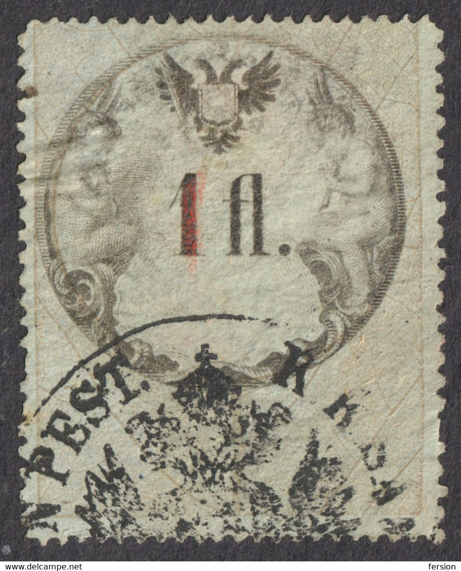 KuK Hungary Croatia Slovenia Serbia Slovakia Austria BUDAPEST Postmark 1858-1866 Revenue Fiscal Judaical Tax Stamp 1 Fl. - Fiscale Zegels