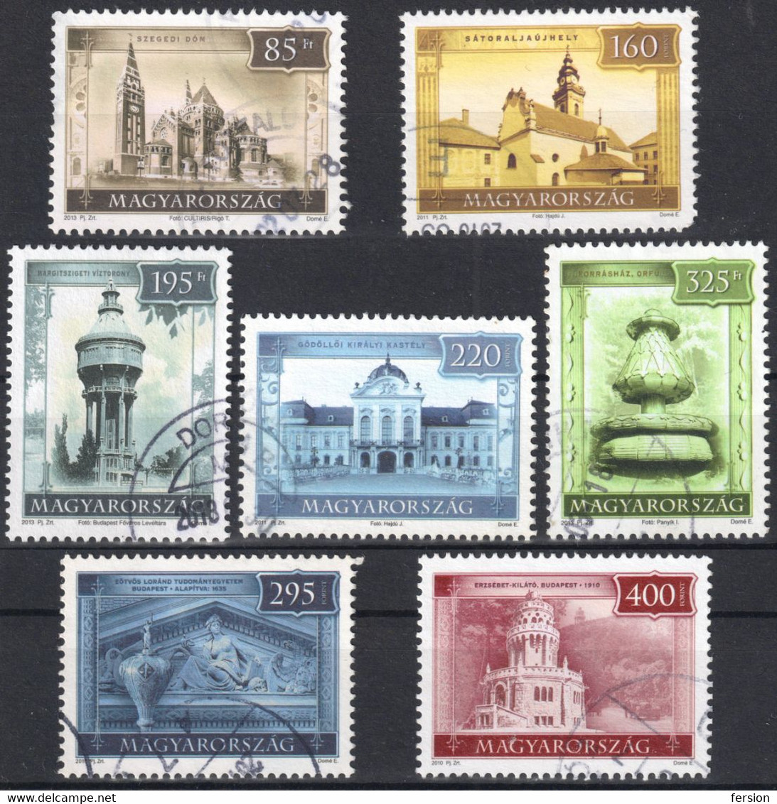 HUNGARY Palace Godollo Castle Szeged Church Cathedral Margit Water Tower Fountain ELTE University 2010 2011 2013 - Used Stamps