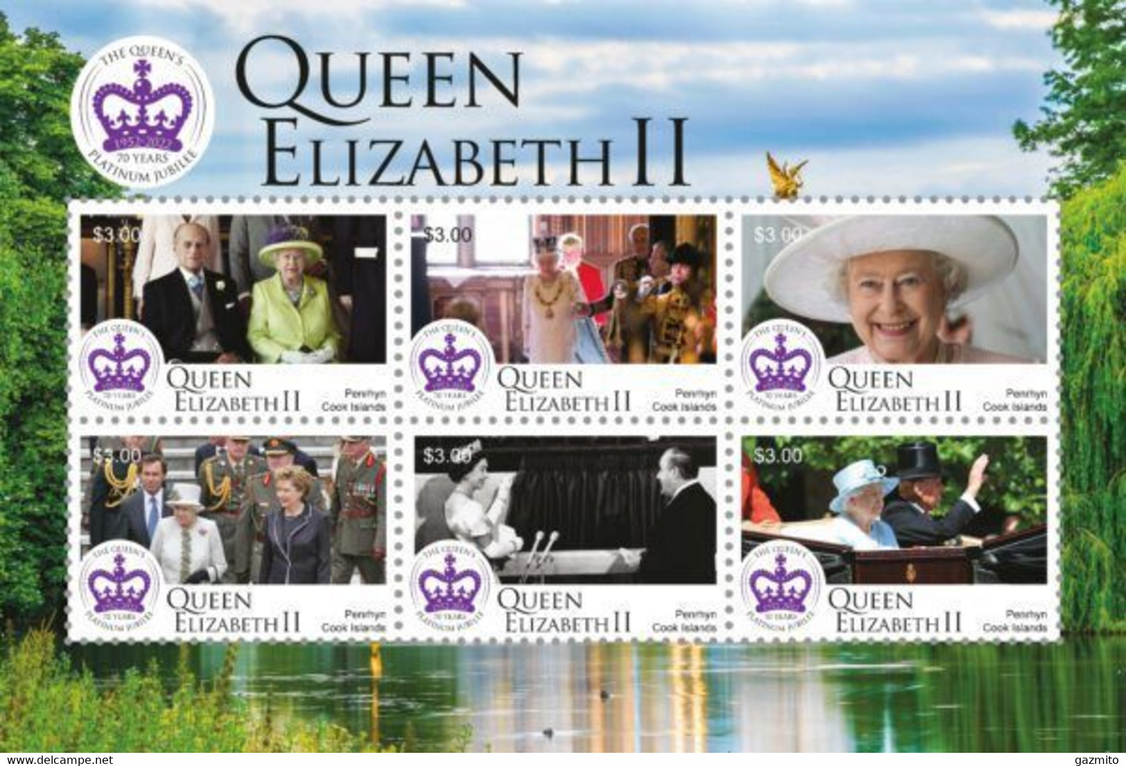 Penrhyn 2022, Queen Elizabeth Platinum Jubilee, 6val In BF - Penrhyn